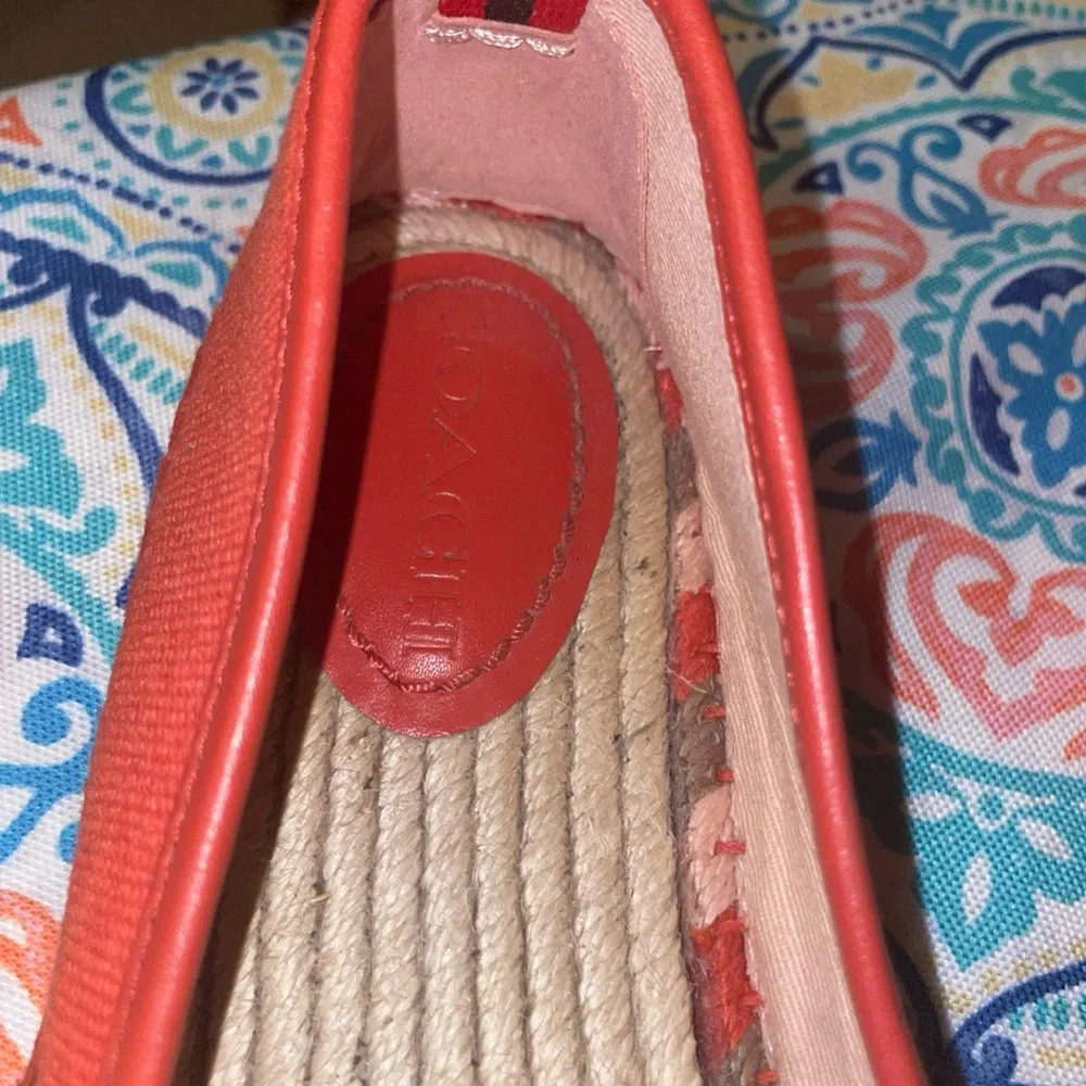 Coach Orange Canvas Espadrille Slippers Women's Size 7 - Picture 4 of 7